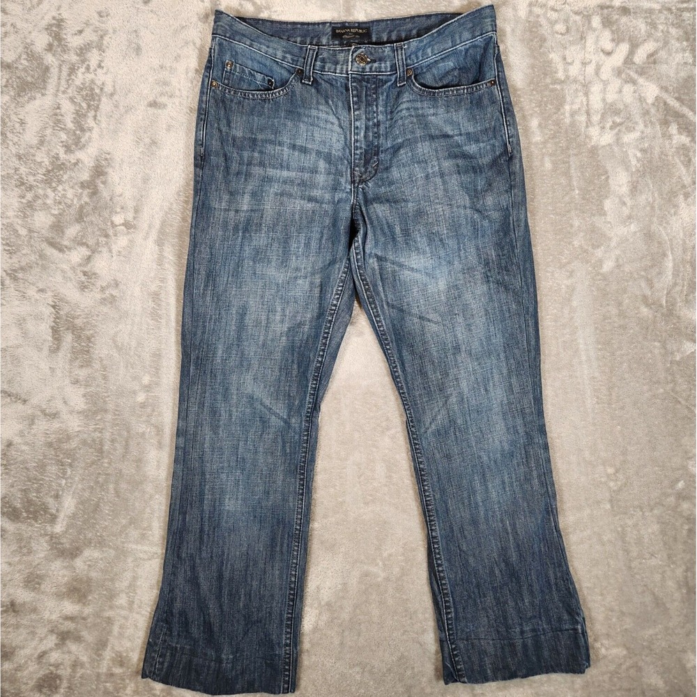Banana Republic Jeans Men's 33X28 HEMMED (Tag 32X34) Straight‎ 5-Pocket Blue